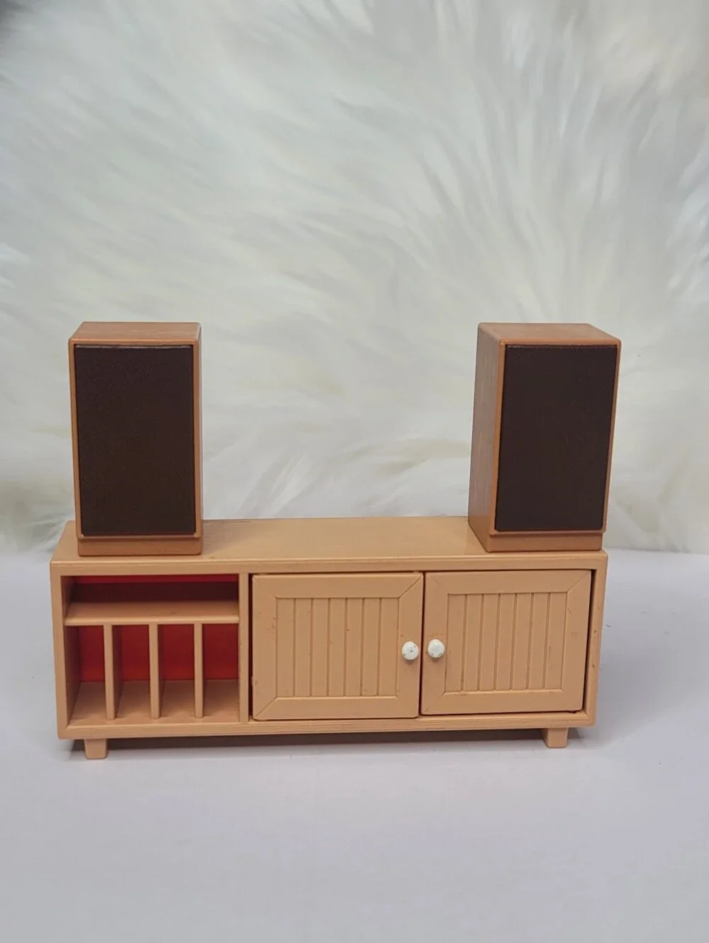 Vintage Tomy Dollhouse Furniture Stereo Record Cabinet & Speakers MCM *NO STERO*